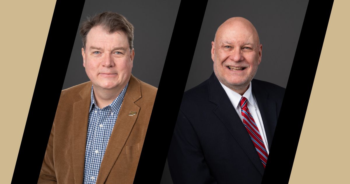 Purdue College of Agriculture professors Stephen Cameron and  Bryan Pijanowski
